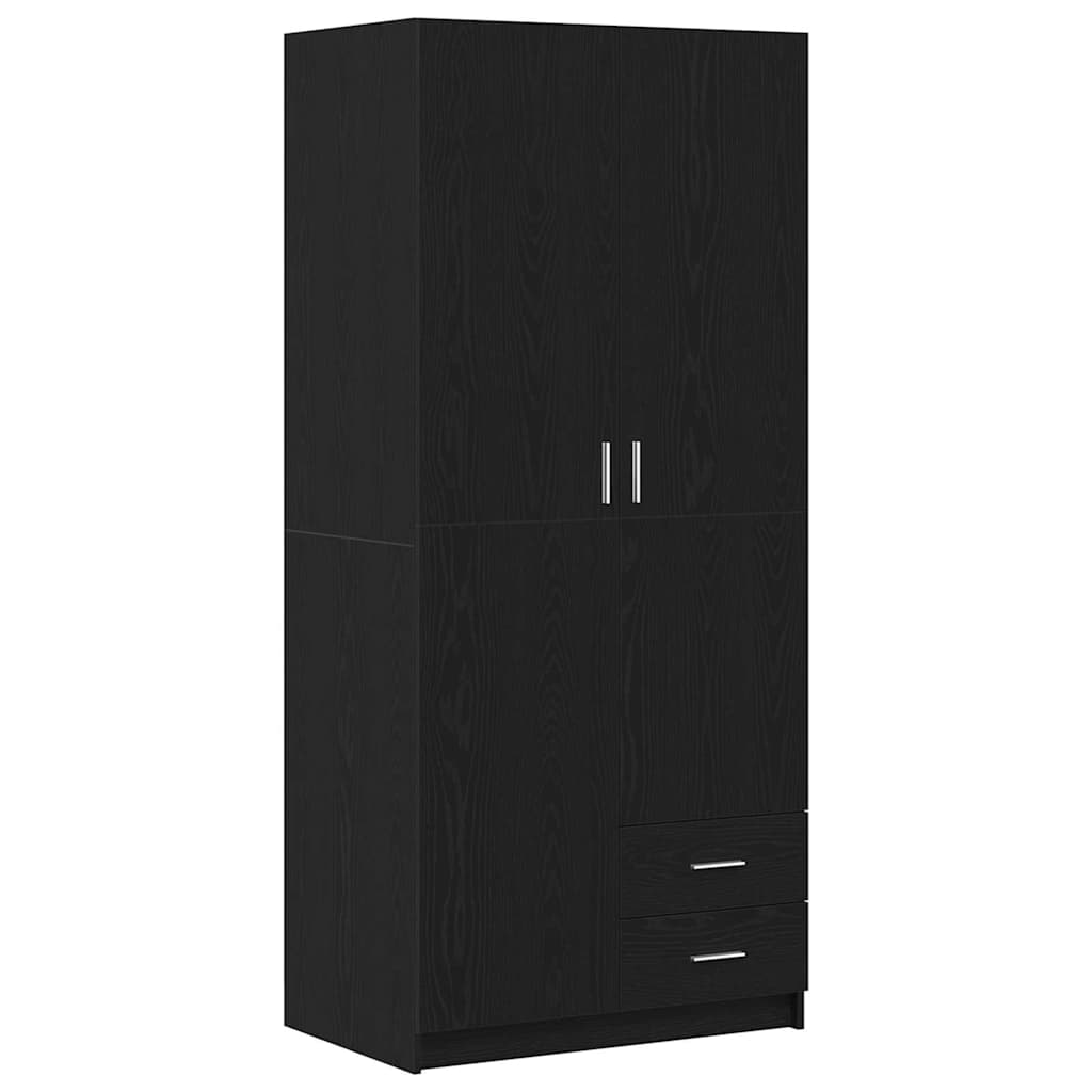 Wardrobe with Door Black Oak Effect 80 x 52 x 180 cm