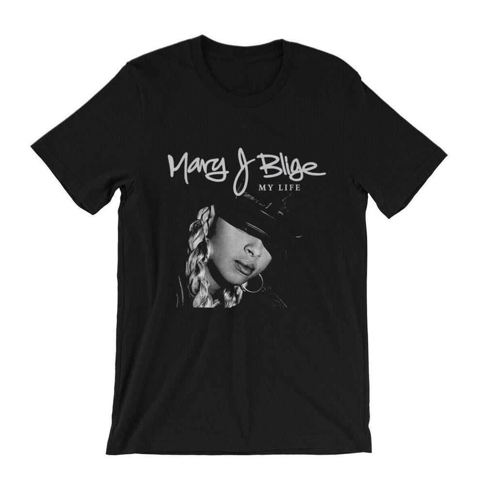 Mary J. BligeMy Life Heavy Cotton Black Full Size For Men Shirt Unisex T-Shirt