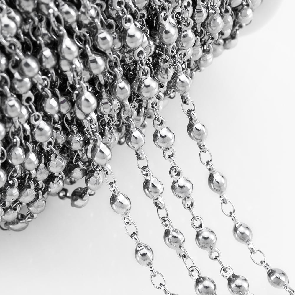 1M Stainless Steel Printed Dot Striped Square Necklace Chain Geometry Link Chains DIY Bracelet Accessory Jewelry Making Supplies