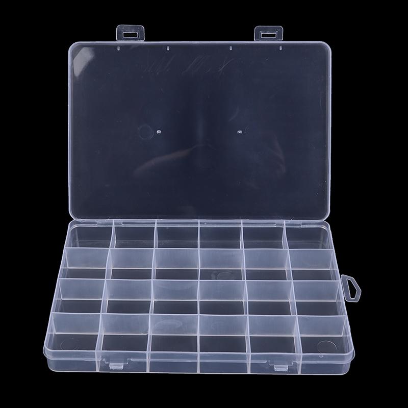 24 Compartments Plastic Box Case Jewelry Bead Storage Container Craft Organizer