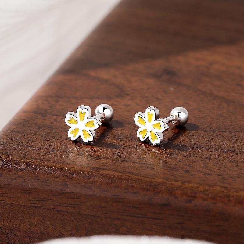 Милые серьги-гвоздики в виде цветка для женщин, милые серьги в пасторальном стиле в лесу