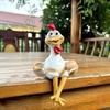Funny Chicken Decor Sculpture Sitting Cartoon Chicken Statues for Garden Backyard Resin Chicken Figurine Cute Animal Statues Farmhouse Tabletop Decor