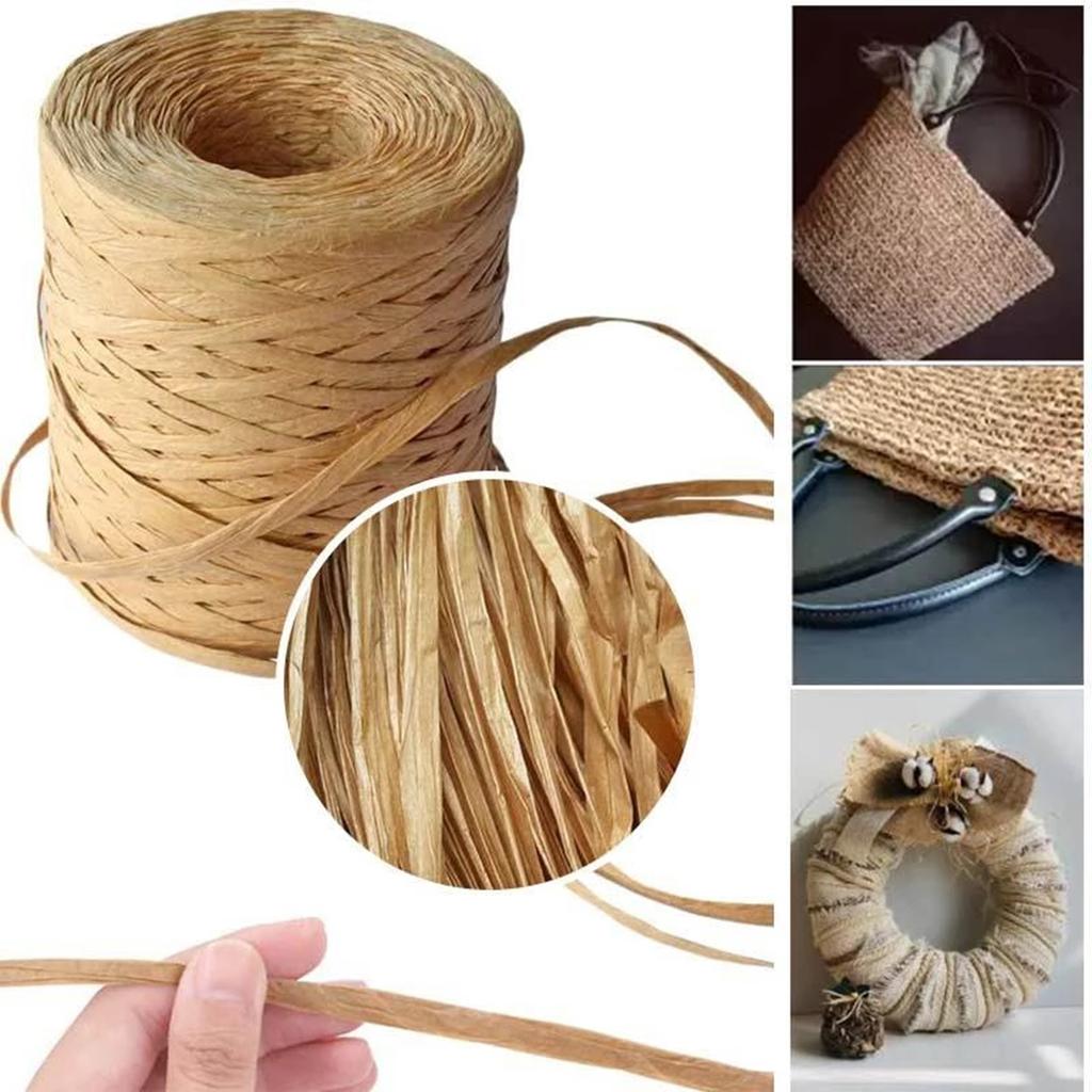 200M Paper Raffia Ribbon Cord Craft Twine Rope String DIY Chocolate