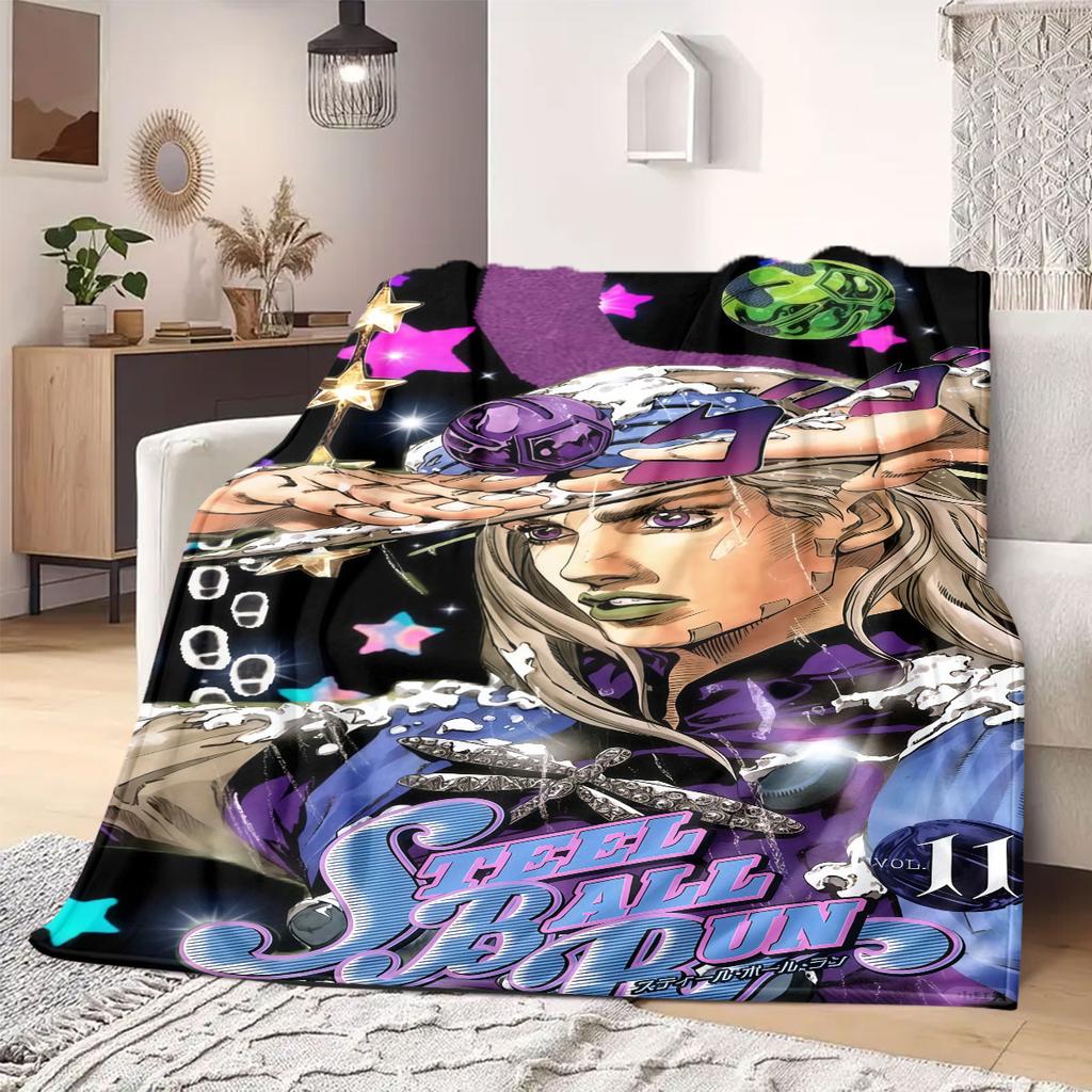JOJO anime Flannel Blanket Warm,Comfortable,Suitable for Bedrooms,Sofas,Beds,Chairs,Picnics,Travel