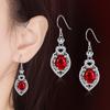 Серьги с инкрустацией красными бриллиантами в форме сердца, длинные серьги, серьги с рубиновыми лотереями, температура