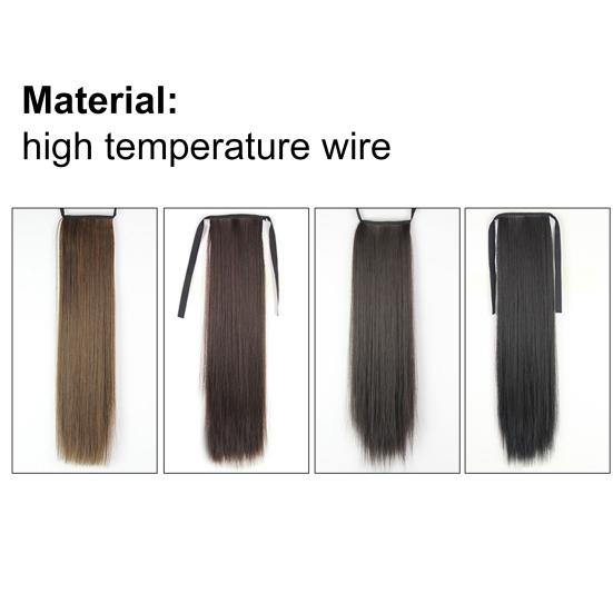 Плотные повязки из высокотемпературного волокна длинные прямые натуральные накладные парики с хвостиком для повседневной носки