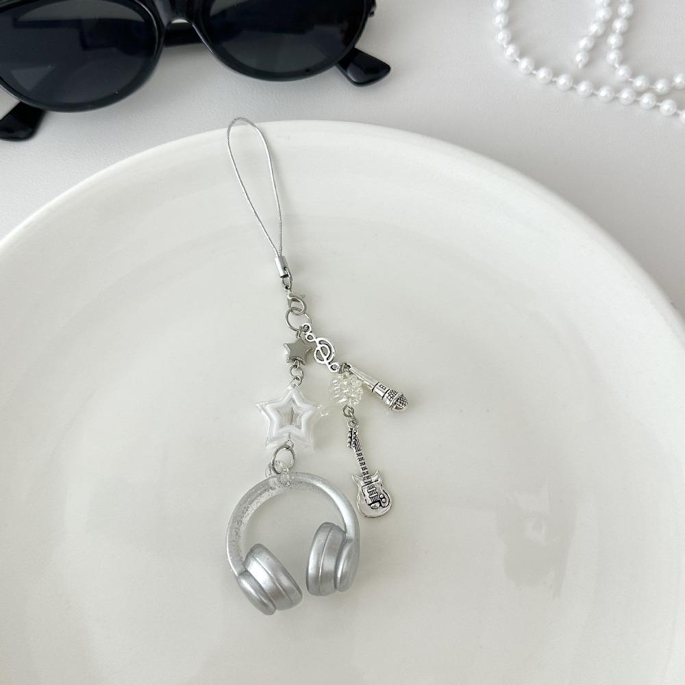 Bags Decoration Earphone-shaped Keychain Glitter Microphone Pendant  Backpack Charms
