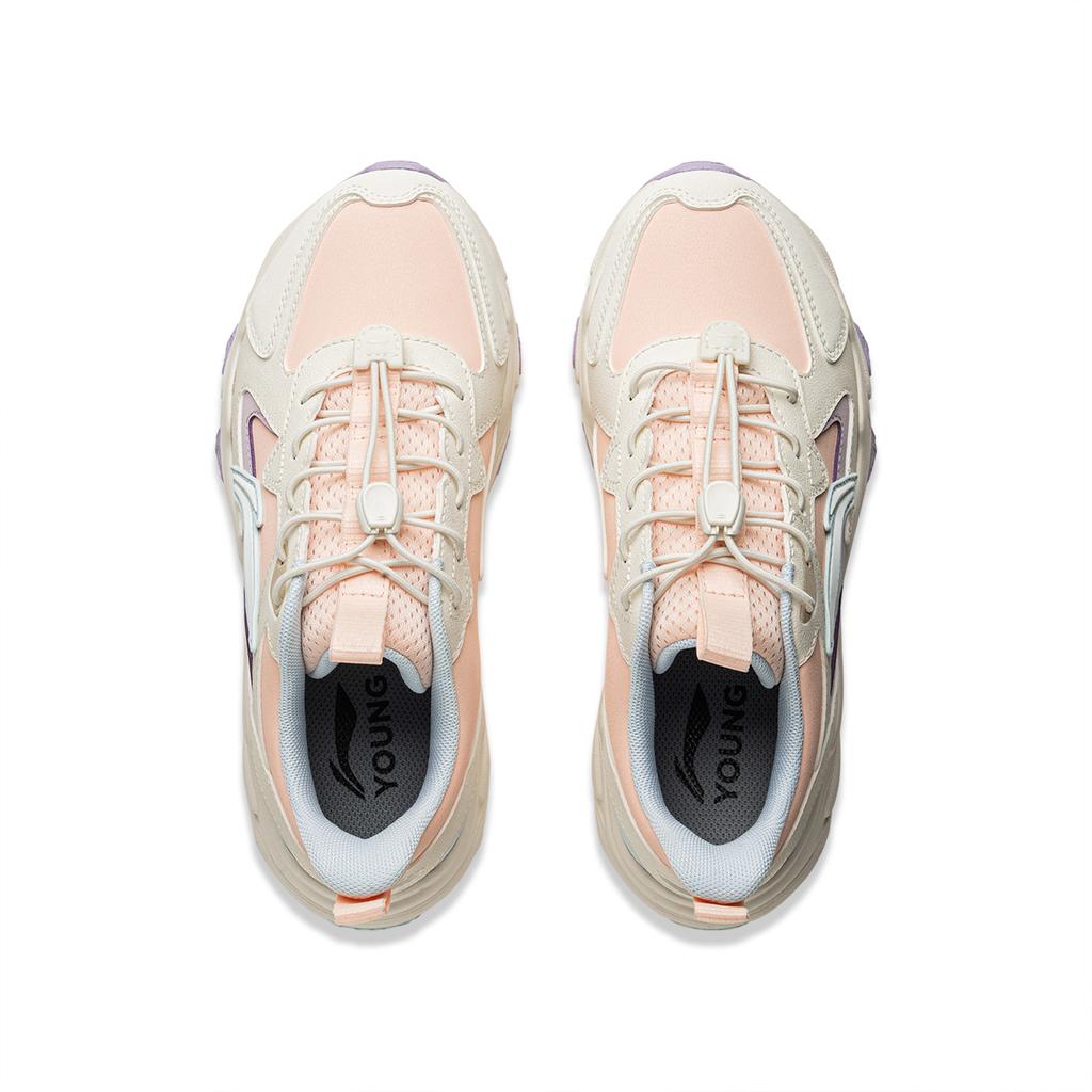 Li Ning Kids Sports Lifestyle Series Synthetic Leather Comfortable Fashion Non-Slip Wear-Resistant Low-Top Casual Shoes Kids Casual Shoes YKCU178-12