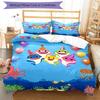 3pcs Pinkfong Shark (3) Design Cover Set - HD Printed Bedding with 1 Cover and 2 Pillowcases - Perfect for Home and Dorm Decor