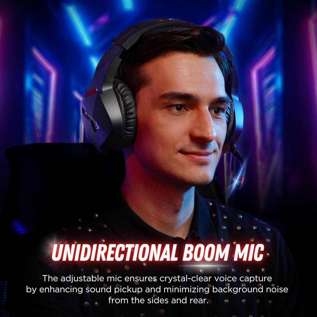 NUBWO BW01 Wireless Gaming Headset with Microphone for PC/PS4/PS5, 2.4G Wireless Bluetooth USB Gamer Headphones with Mic for Laptop Computer