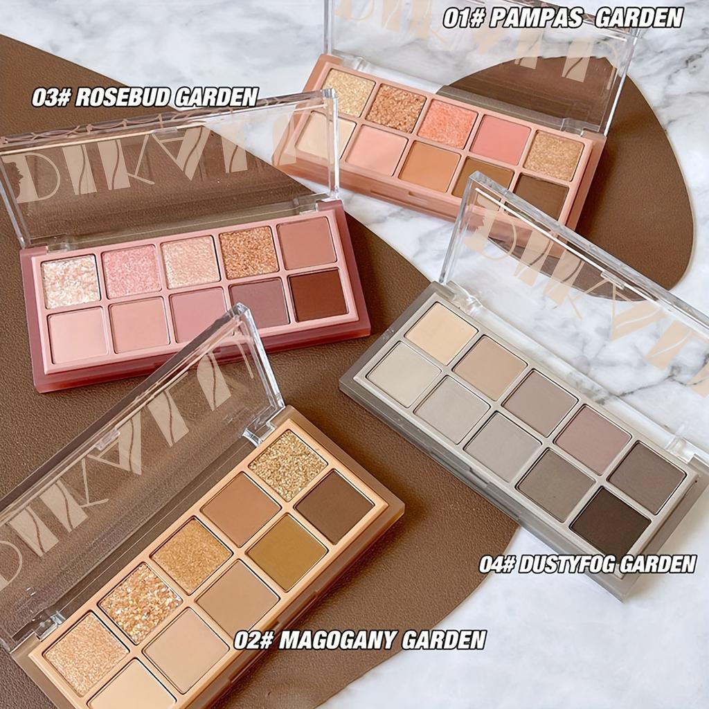 Палитра теней для век Smoky Eye Shadow из 10 цветов. Стойкий матовый и мерцающий финиш. Черные, коричневые, коралловые, розовые, земляные тона для контурирования лица и повседневного макияжа.