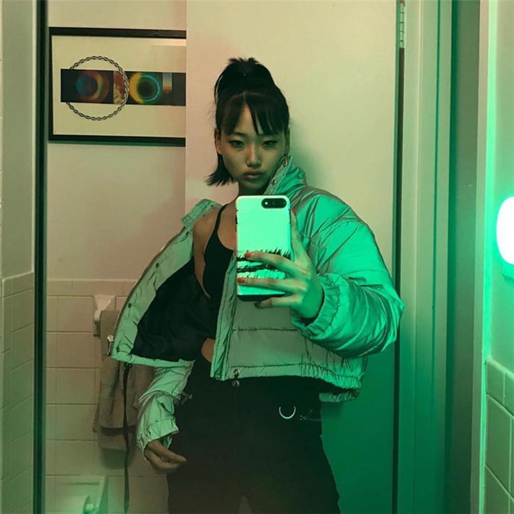 Winter Fashion Reflective Short Keep Warm Women Casual Coat Top Ladies Jackets