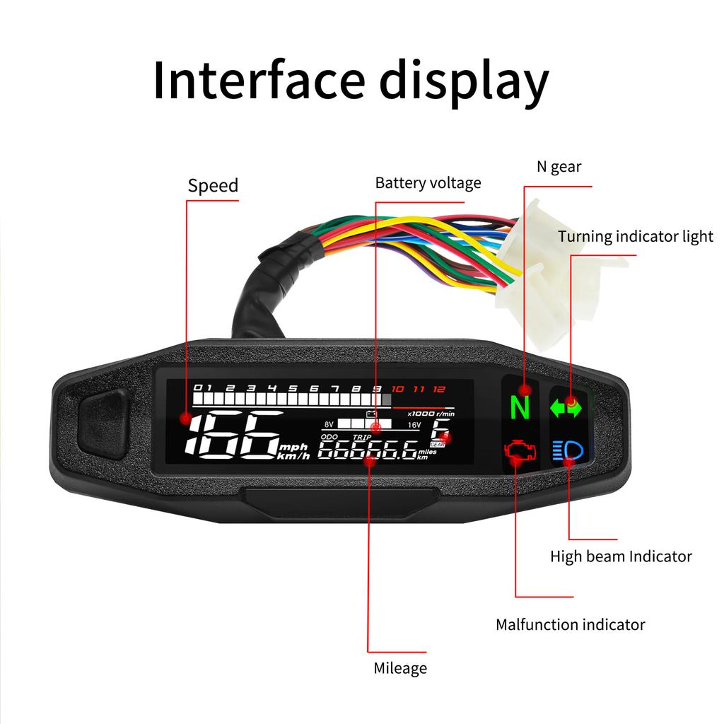 Car Accessories - Newest Motorcycle Speedometer Oil Gauge Tachometer Universal Digital Meters Instrument Cluster Turn Signal Light Indicator