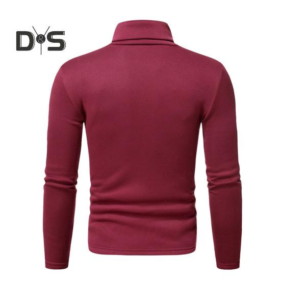Spring Autumn Men Fitness Top Slim Fit High Collar Stretchy Long Sleeves Solid Color Pullover Fitness Sport Top Winter Bottoming Clothes