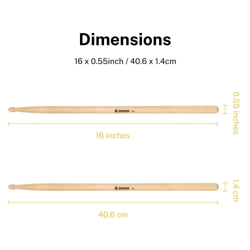 Donner Drumsticks, Set of 3, 5A Maple Wood, for Drum Pads, Snare Drums, Percussion, Practice, Beginners, with Bag, Christmas, Birthday Gift