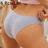 6 шт./лот, женские хлопковые трусы, бикини с низкой талией, нижнее белье, трусики
