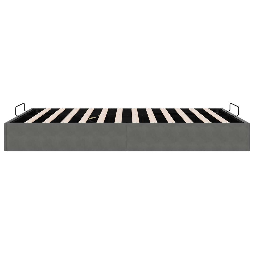 Ottoman Bed Frame Dark Grey Full Size Velvet