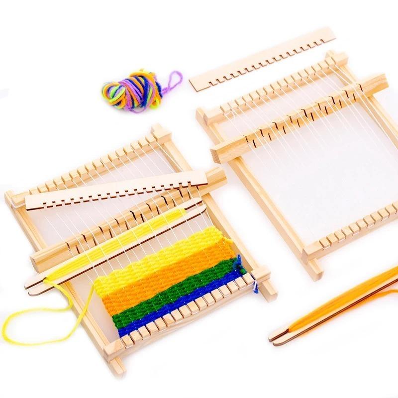 Деревянный ткацкий станок для детей DIY, набор игрушек для плетения, игрушки для ролевых игр, ручное вязание для девочек, бытовая вязальная машина, тренировка мелкой моторики