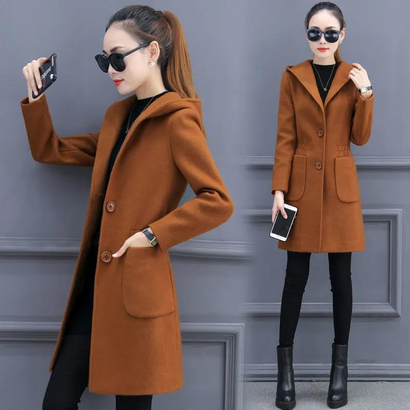 V-neck Slim Wool Jacket Women Casual Long Windbreaker Soft Comfortable Coat Boutique Parka Spring