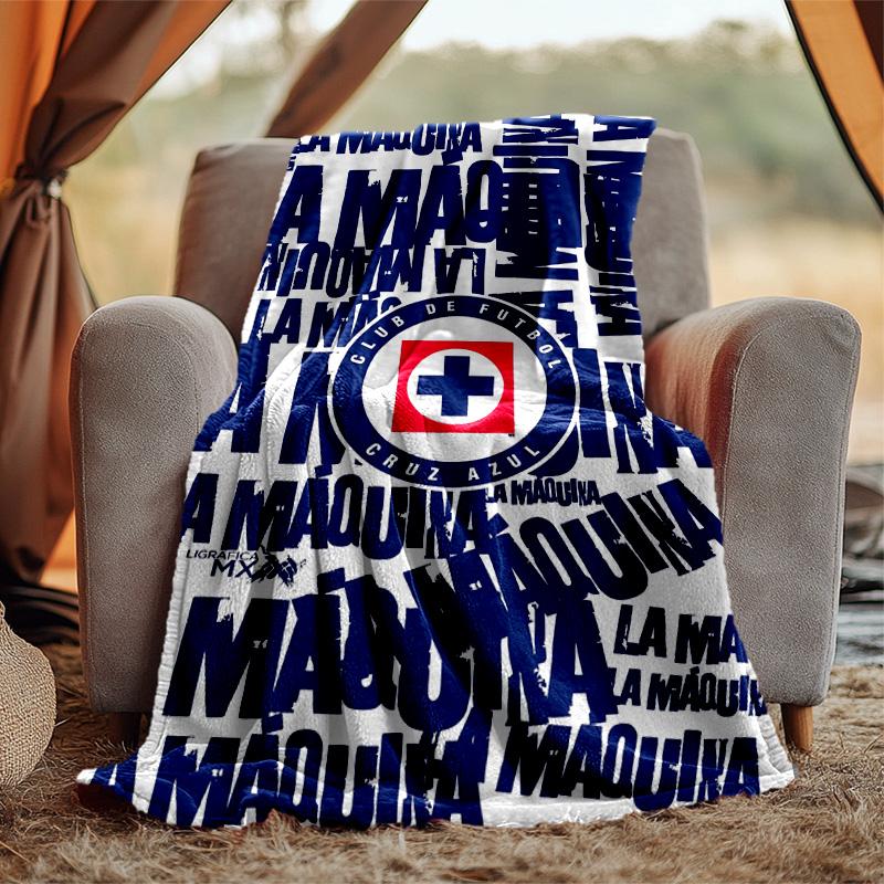 Cruz Azul Flannel Blanket Soft Warm All-Season Throw, Design for Camping, Car Travel, Hiking Sofa, Bed, Office Perfect Gift for Parties