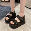 Fashion Women Summer High Platform Sandals 8CM Wedges Leather Chunky Slippers 2025 Outside Ankle Strap Sandals Beach Casual Slides Woman