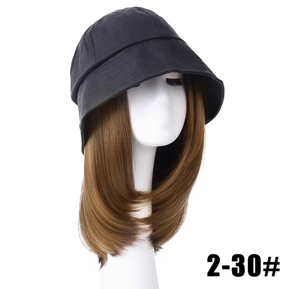 WTB Synthetic Wig Women's Hat Wig One-piece Daily Black Fisherman's Sun Protection Hat Straight Hair Wig Hat Wig Party Wig