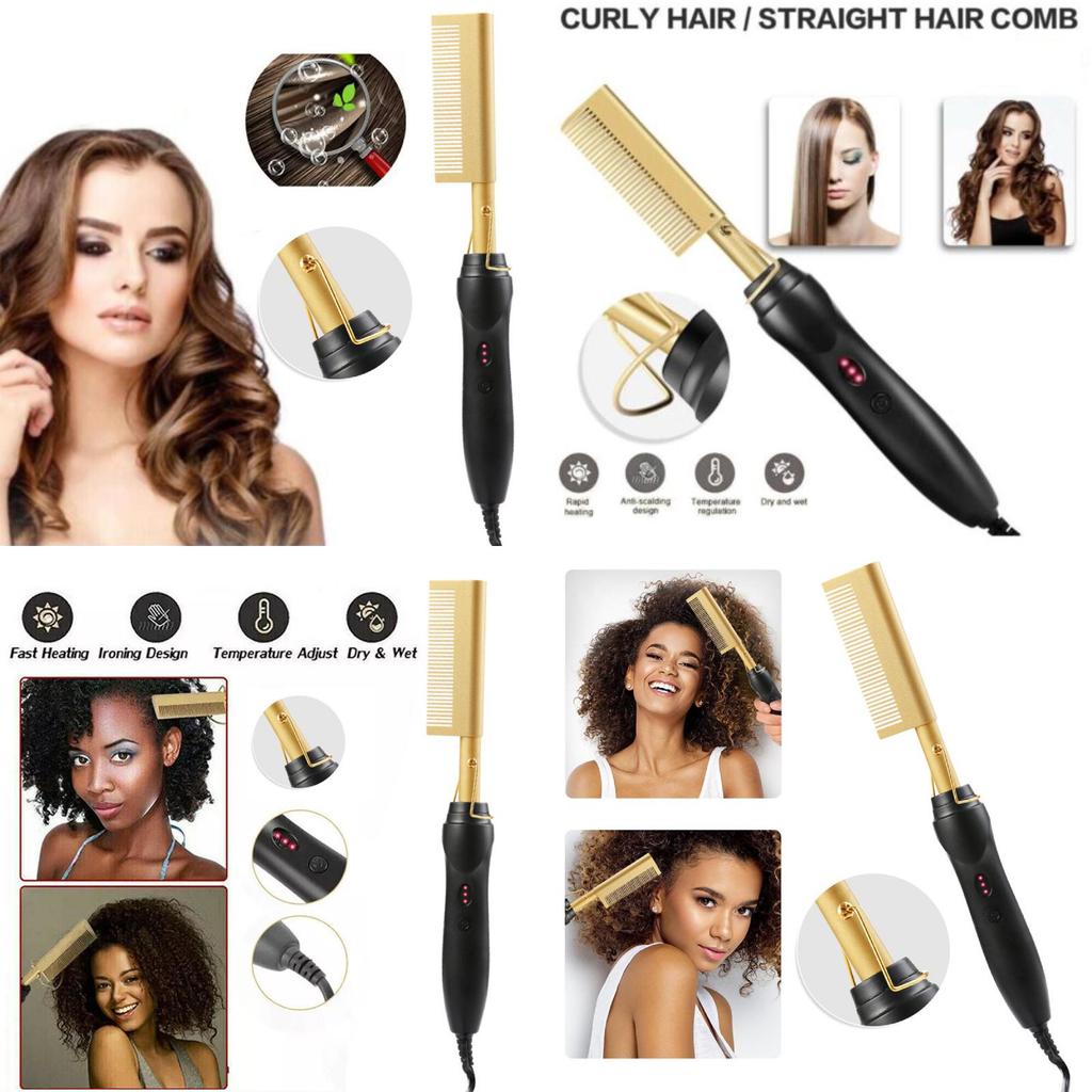 Hair Hot Comb Straightener Professional Press Comb Electric Curler Portable