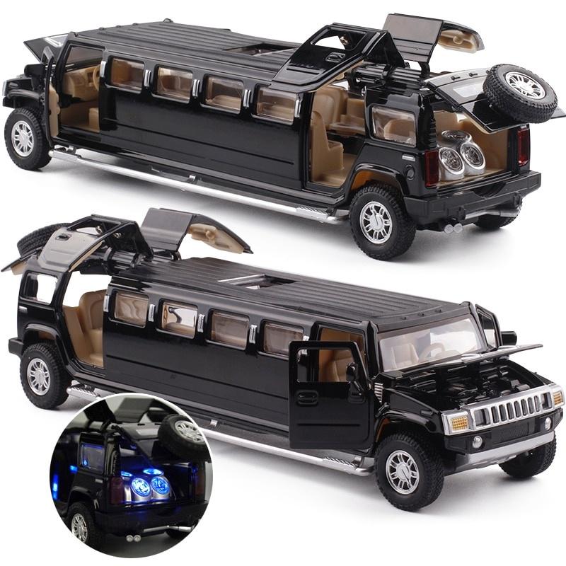 Simulation 1:32 Alloy Limousine Metal Diecast Car Model Pull Back Flashing Musical Kids Toy