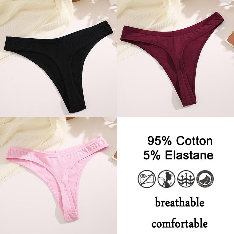 3шт/комплект хлопковые трусики стринги женские трусики сексуальное нижнее белье женское нижнее белье стринги для женщин однотонные интимные трусики