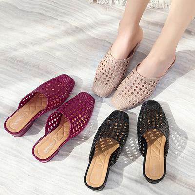 Тапочки Женская верхняя одежда Baotou Летние уличные универсальные нескользящие сандалии на среднем каблуке