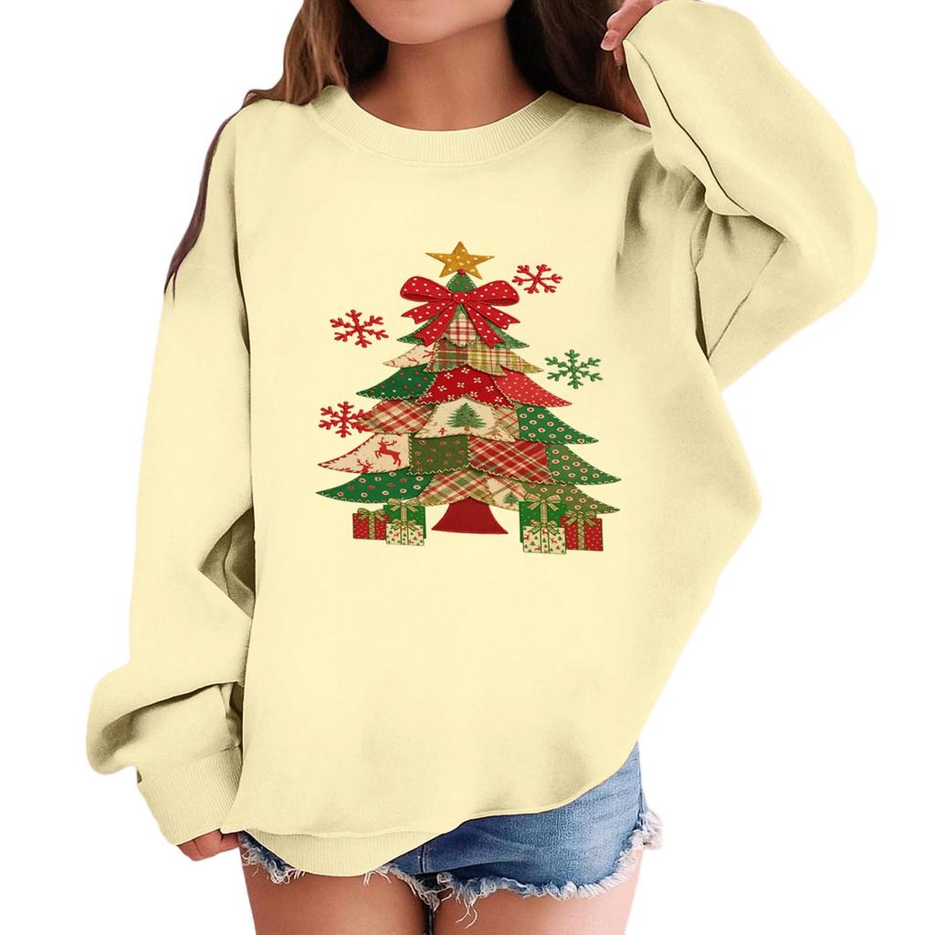 Детский модный повседневный пуловер с длинными рукавами и свободного кроя с рождественским принтом