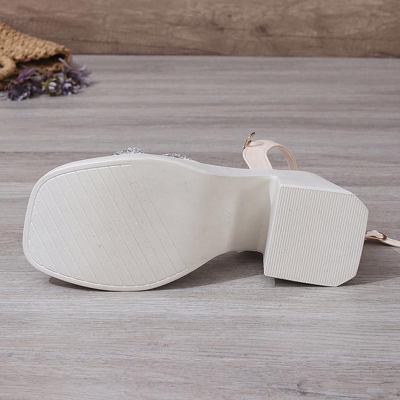 Модные босоножки на высоком толстом каблуке для женщин, лето 2024, босоножки на платформе с ремешком на щиколотке, женские модные туфли на толстом каблуке для вечеринок