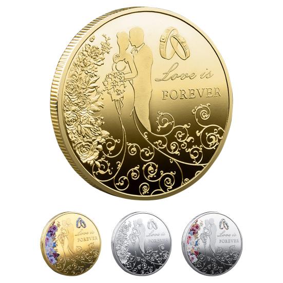 Монета для пары, коллекционный сувенир, длинный тисненый декор, долговечный свадебный сувенир с покрытием, монета для пары