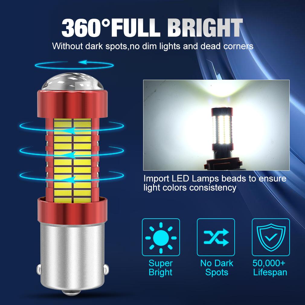 2Pcs 1156 BA15S BAU15S 1157 BAY15D P21W P21/5W PY21W 108SMD 4014 Car Led Turn Signal Lights Brake Tail Lamp Auto Rear Reverse Bulbs White Red Yellow