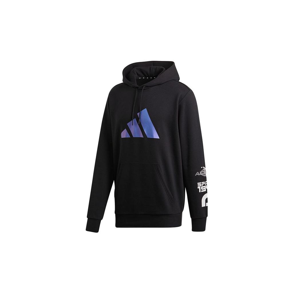 Adidas Logo Print Casual Hoodie Men Sweatshirt Black GI6396