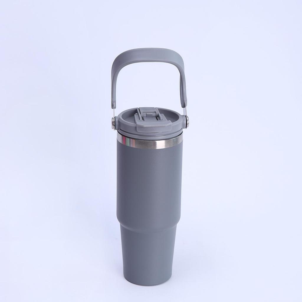 30oz Stainless Steel Portable Travel Thermos Cup with Straw - Large Capacity for Outdoor/Car Use