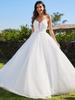 Ever-Pretty Women's Pearl Embellishments See-through Deep V-Neck A-Line Wedding Dresses with Spaghetti Strap