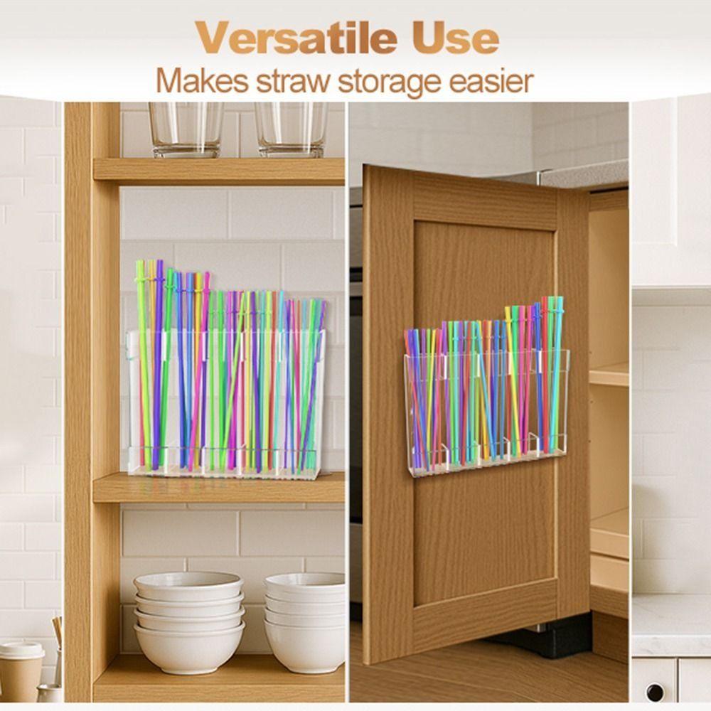 No Drilling Straw Storage Rack Reusable Cabinet Door Storage Container Restaurant Application