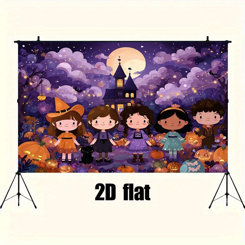 1Pcs 2D flat banner Halloween fantasy fairy tale theme background cloth party banner, no electricity required