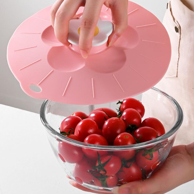 20*20cm Cute Flower Silicone Fresh-keeping Lid Kitchen Round Bowl Lid (No FDA Certificate, BPA Free)