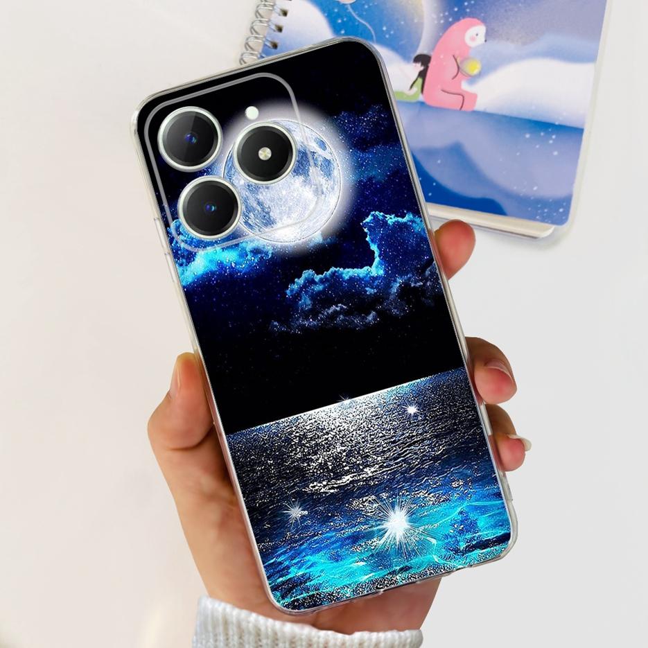 For Realme C61 Case RMX3939 Cute Panda Cartoon Painted Cover Soft Slim Phone Case For Realme C63 C 61 RealmeC61 RealmeC63 Bumper