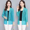 Women's Spring Summer Thin Lace Cardigan Long-sleeved Jacket Shawl Plus Size Outer Matching Skirt Top