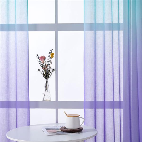 Современные градиентные цветные оконные тюлевые шторы для гостиной, спальни, занавески из органзы, вуали, украшения отеля, синие прозрачные шторы