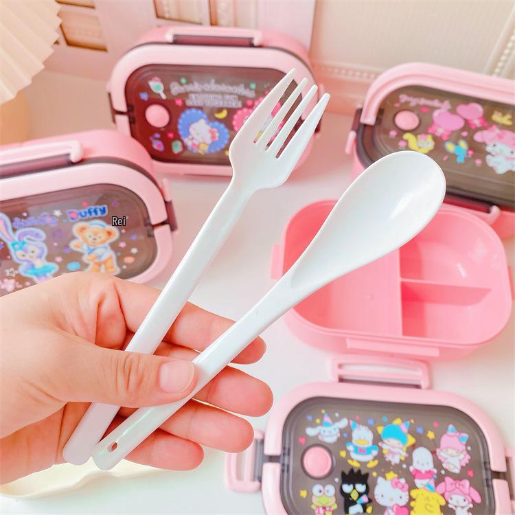 Портативный японский двухслойный ланч-бокс бенто для студентов и офисных работников - Большая вместимость, мультяшный дизайн