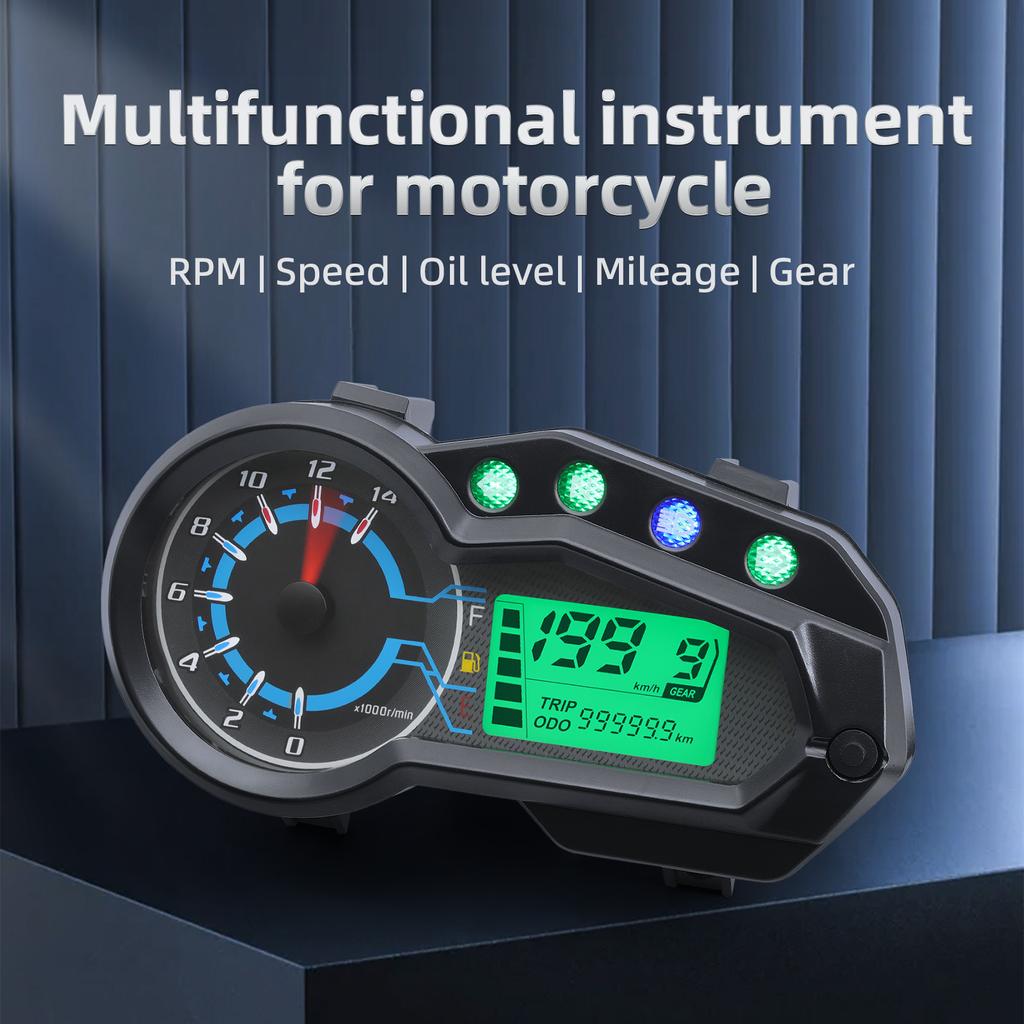 Universal Motorcycle Instrument RPM Speed Display LED Oil Gauge 140000 Tachometer Tach Dashboard For Italika 150z 150sz 170z