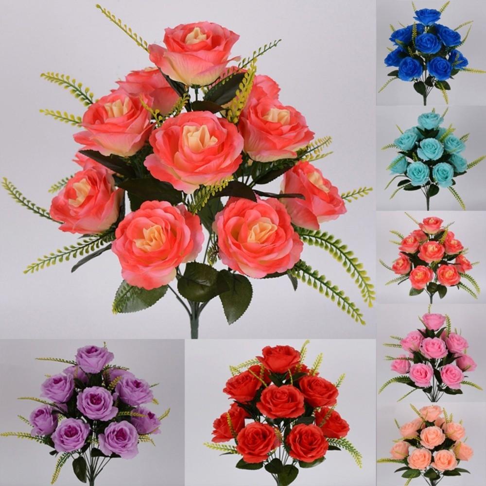 12 Heads Valentine's Day Flowers Mini Crystal Grass Bouquet Natural Simulated Rose  Home Decorative