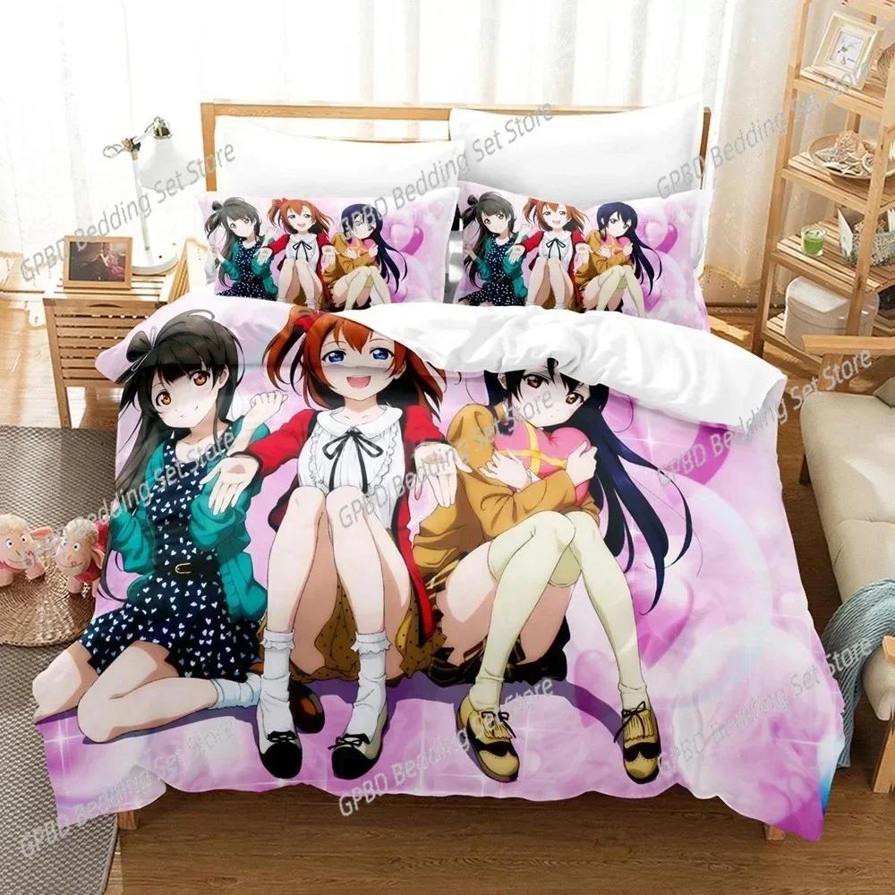 New 3D Printed Love Live 3D Duvet Cover Bedding Set Comforter Linen Pillowcases Home Decor Single Double Twin King Queen