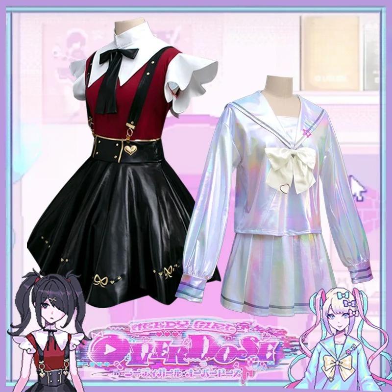 Игра NEEDY GIRL OVERDOSE KAngel Косплей Костюм Полный Комплект Одежды Матросский Костюм JK Uniforma Юбки Лазерного Цвета