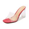 Woman's Shoes Transparent Ladies High Heel Square Toe Sandals B88 Series 9cm Heel LFD