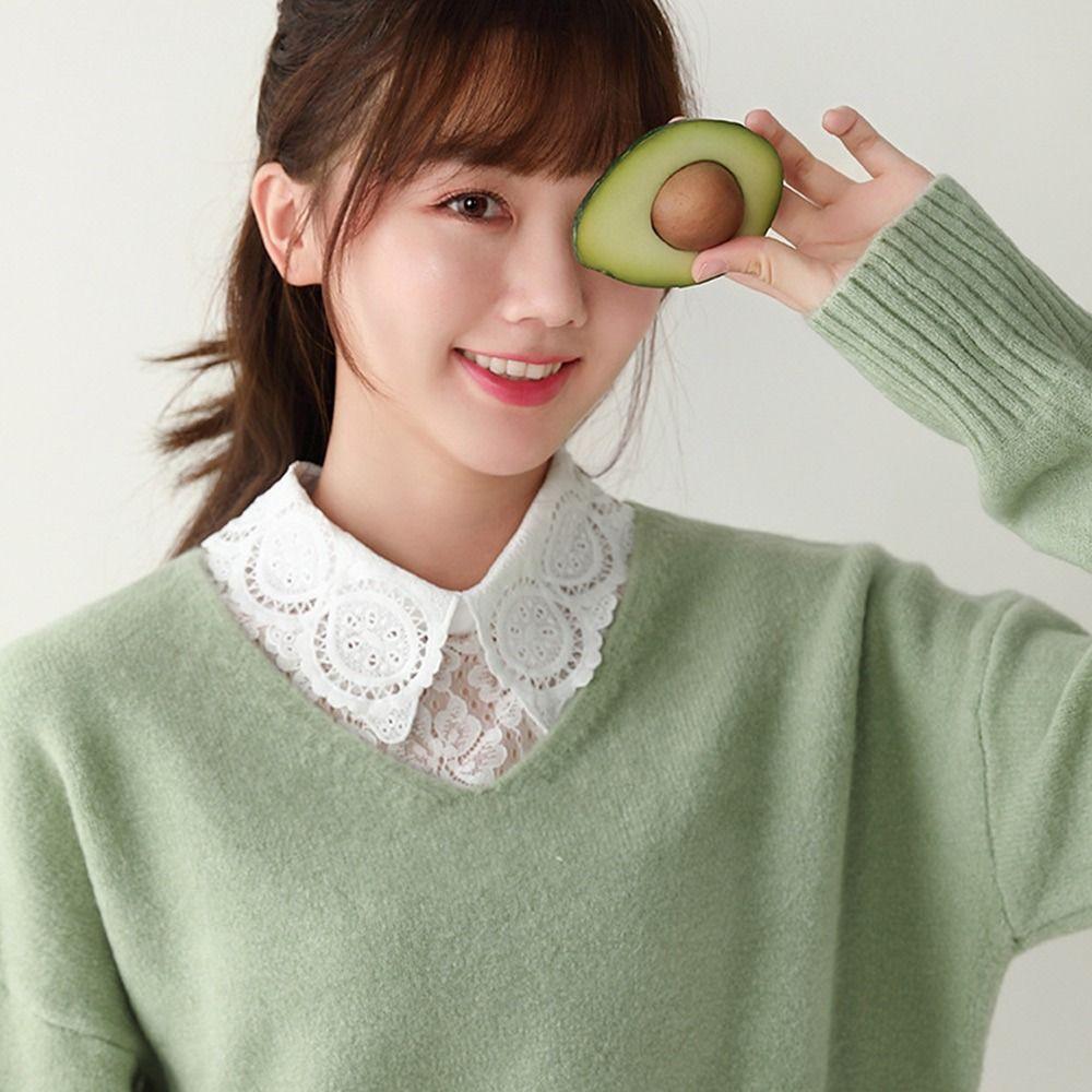 Мода 2023 года, белый искусственный воротник спереди для женщин, съемный воротник-стойка, винтажная кружевная женская блузка с воротником-стойкой для девочек